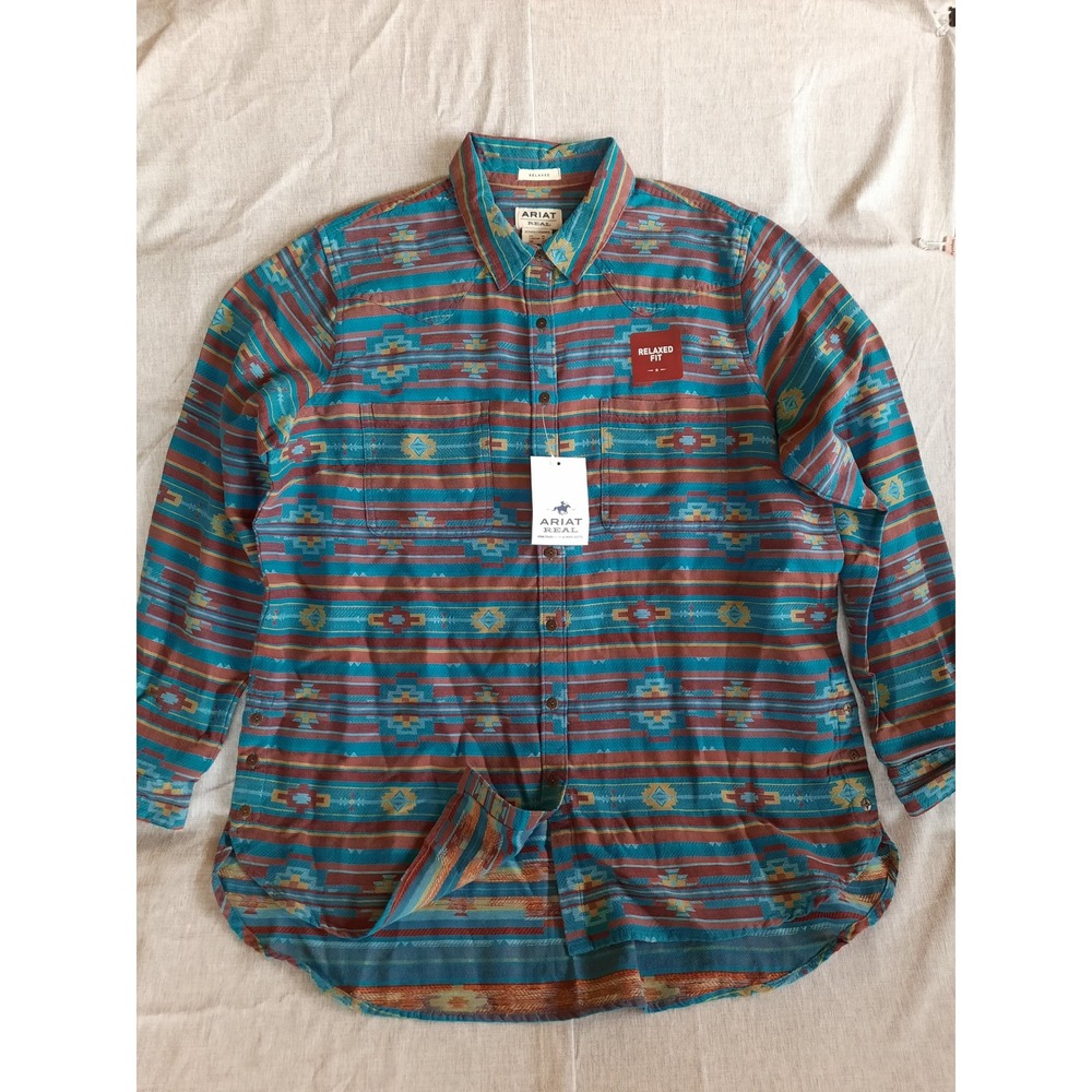 Ariat Real Women XL Relaxed Fit Boho Westhern Billie Rae Shirt Button LS Pockets